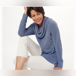 Barefoot Dreams Cozy Chic Ultra Lite Cowl Neck Tunic Blue Size XS Oversixrf